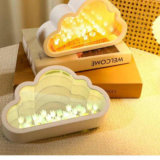 Floral Tulip Cloud Mirror Night Light
