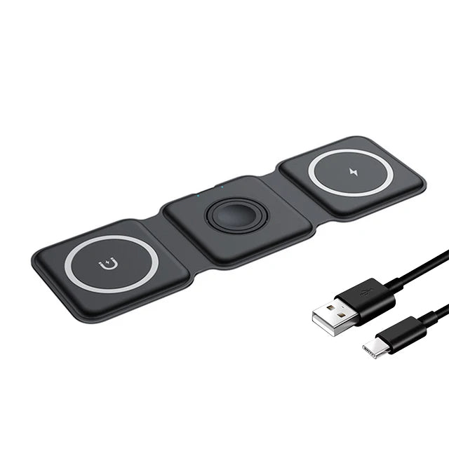 3-in-1 Foldable Wireless Charging Station – Phone, Watch & Earbuds