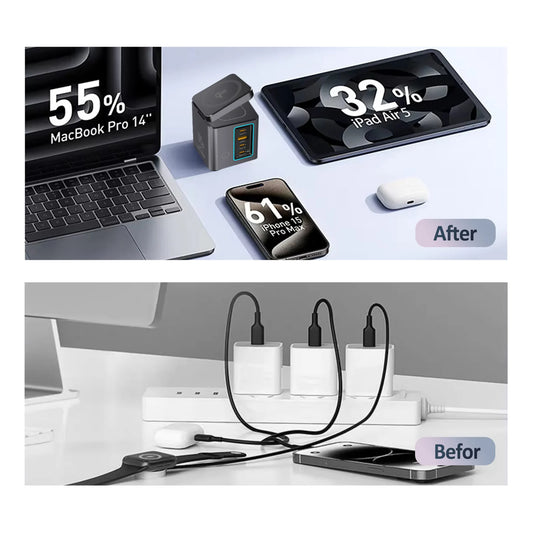 105W Multi-Device Charging Station – Fast, Wireless & Cable-Built-In