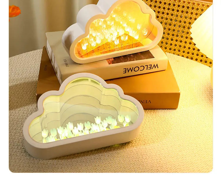 Floral Tulip Cloud Mirror Night Light