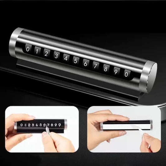 Car Temporary Parking Number Card – Aluminum Alloy Interior Sticker