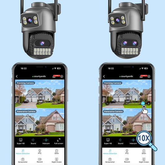 Dual-Lens PTZ WiFi Security Camera – AI Motion Detection, Color Night Vision