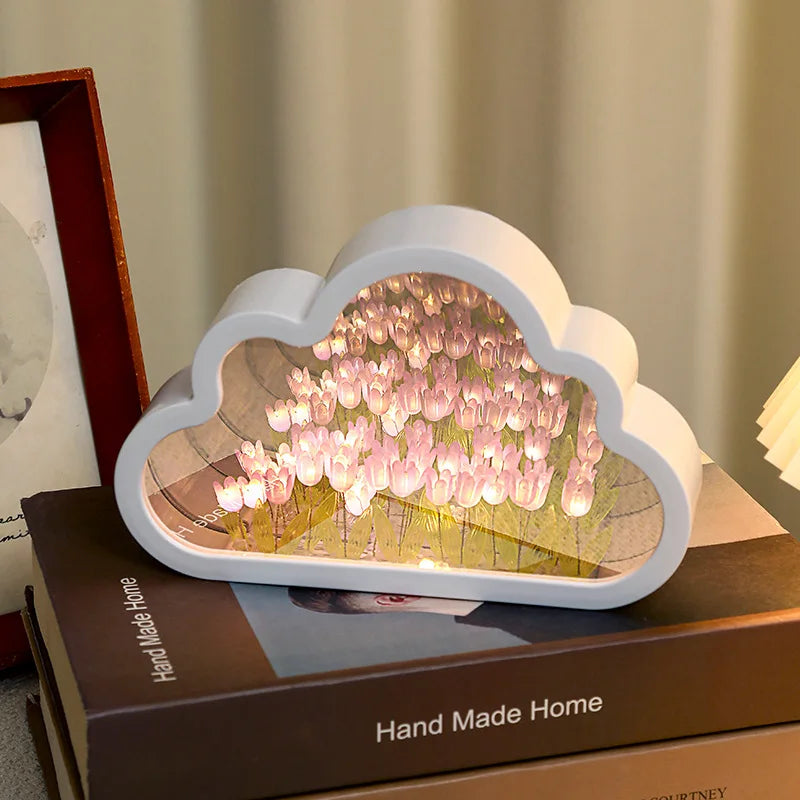 Floral Tulip Cloud Mirror Night Light