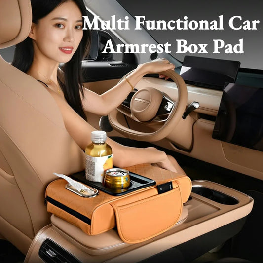 Car Armrest Heightening Cushion – Comfort Support with Built-In Storage