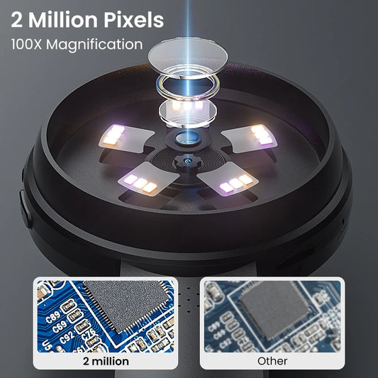 Handheld Digital Microscope with Screen – 100× Magnification & LED Lighting