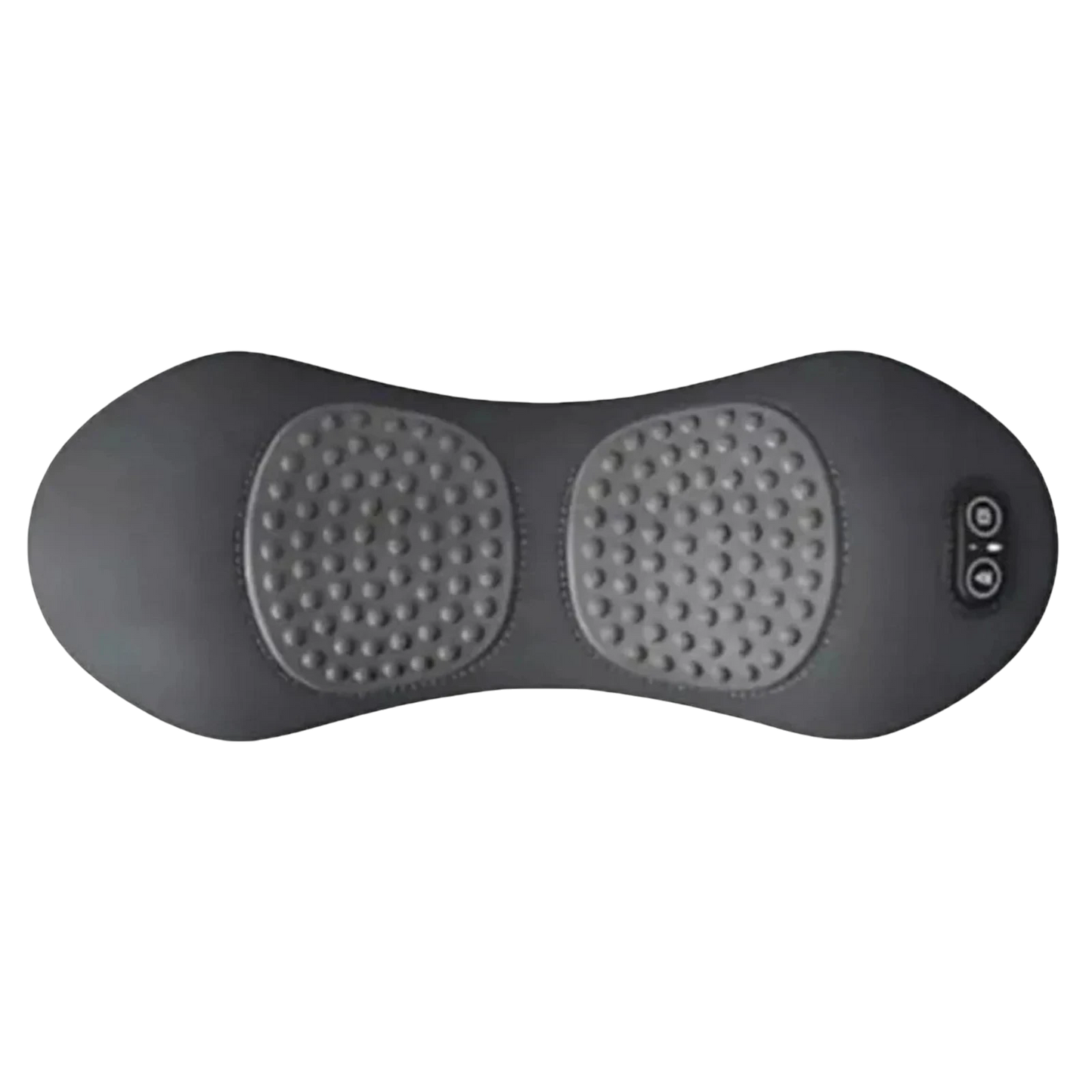 zero2cart electric lumbar support pillow in grey with textured massage nodes, heat therapy, and control buttons.