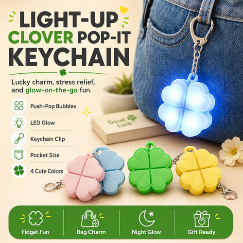 Light-Up Clover Pop It Fidget Keychain