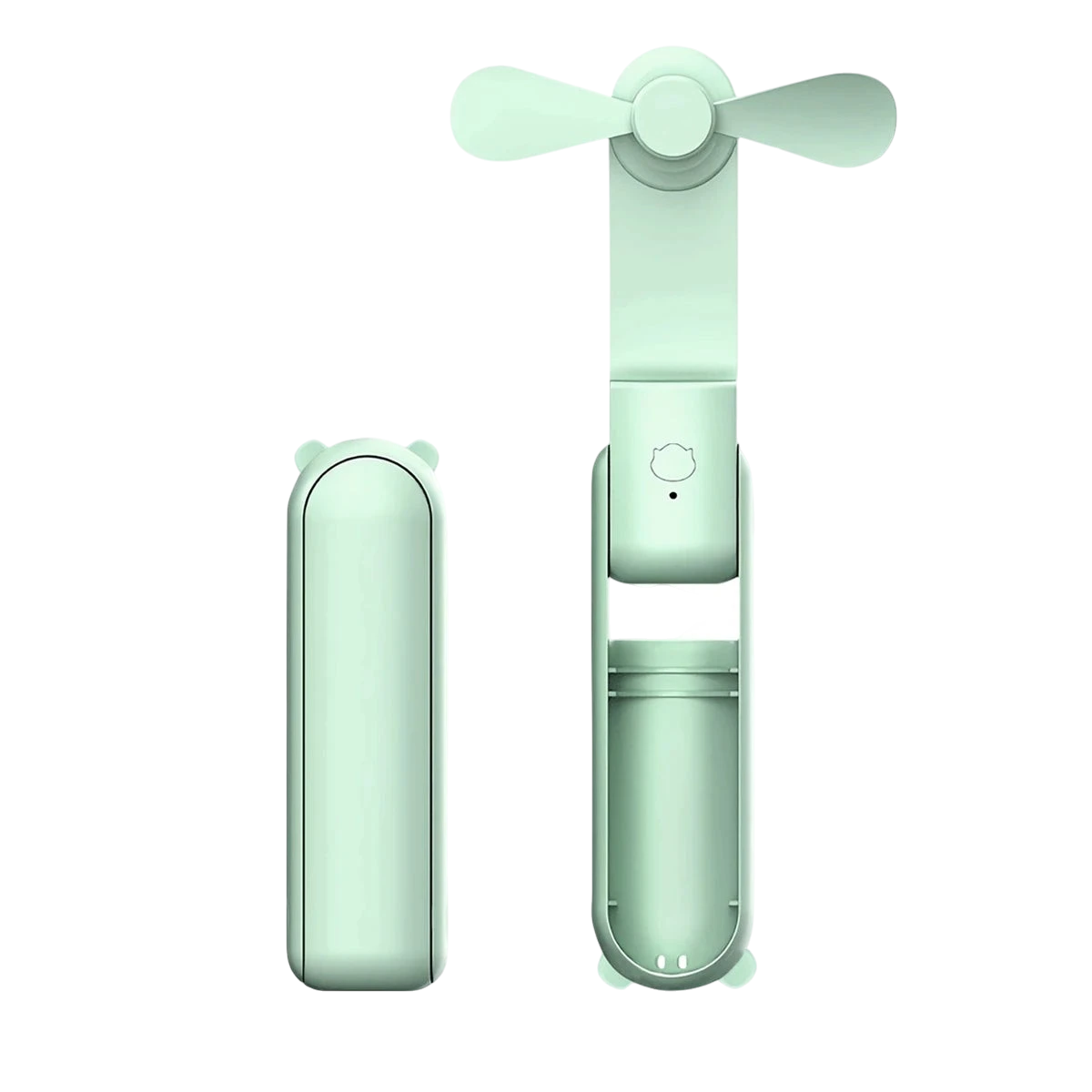 zero2cart mint green portable foldable handheld fan with a compact plastic design for personal cooling