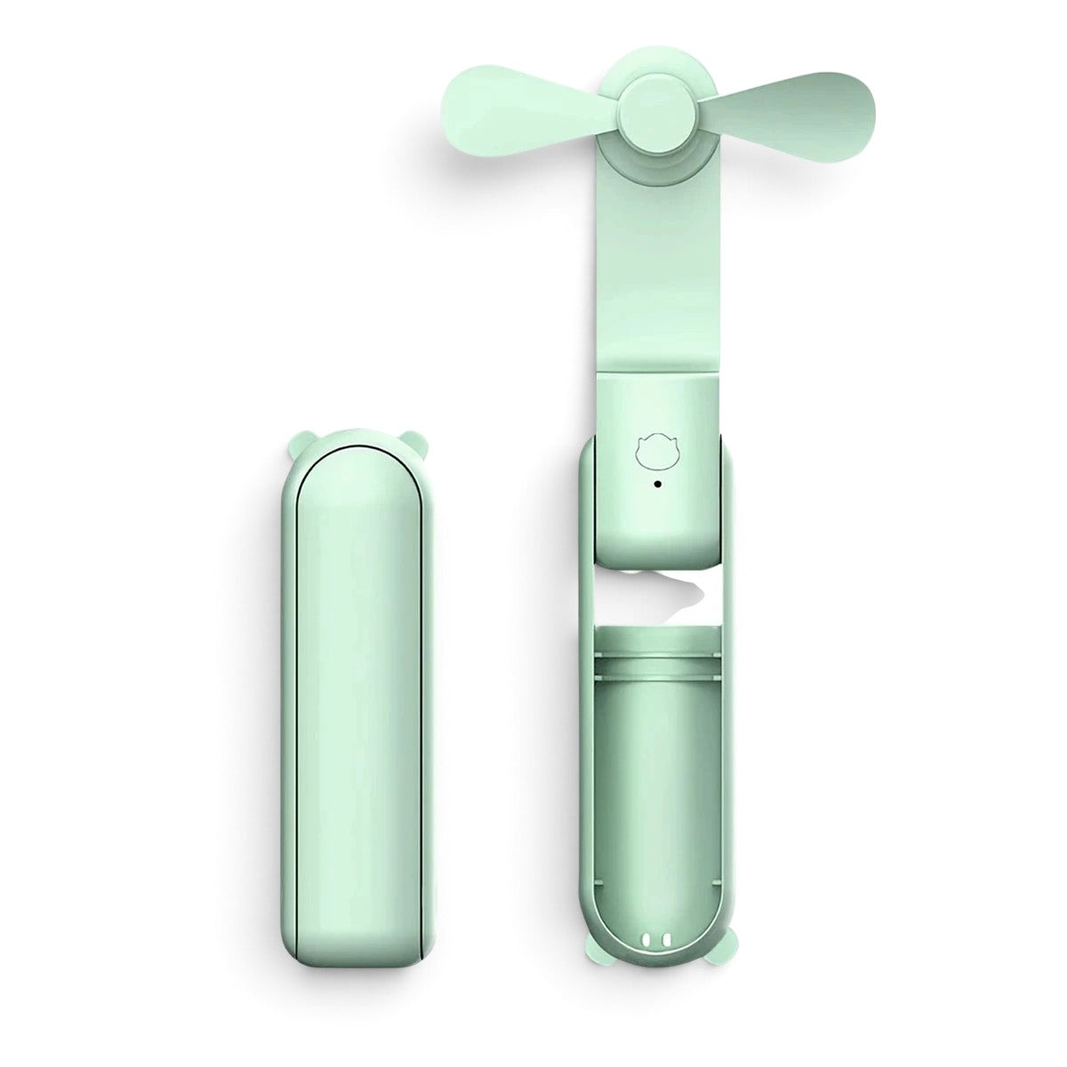 zero2cart mint green portable foldable handheld fan with a compact plastic design for personal cooling