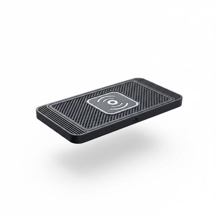 zero2cart slim black 15W wireless charging pad with textured surface and Type-C port for phones and earbuds