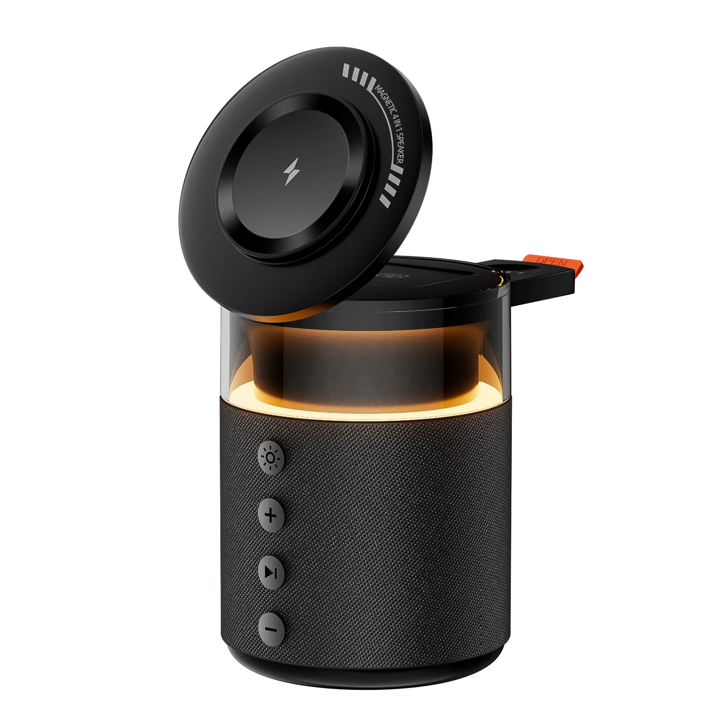 zero2cart 5-in-1 wireless charging station with magnetic phone mount, built-in lamp, and Bluetooth speaker