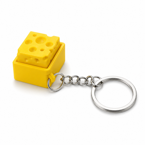 Mini Cheese Fidget Clicker Keychain