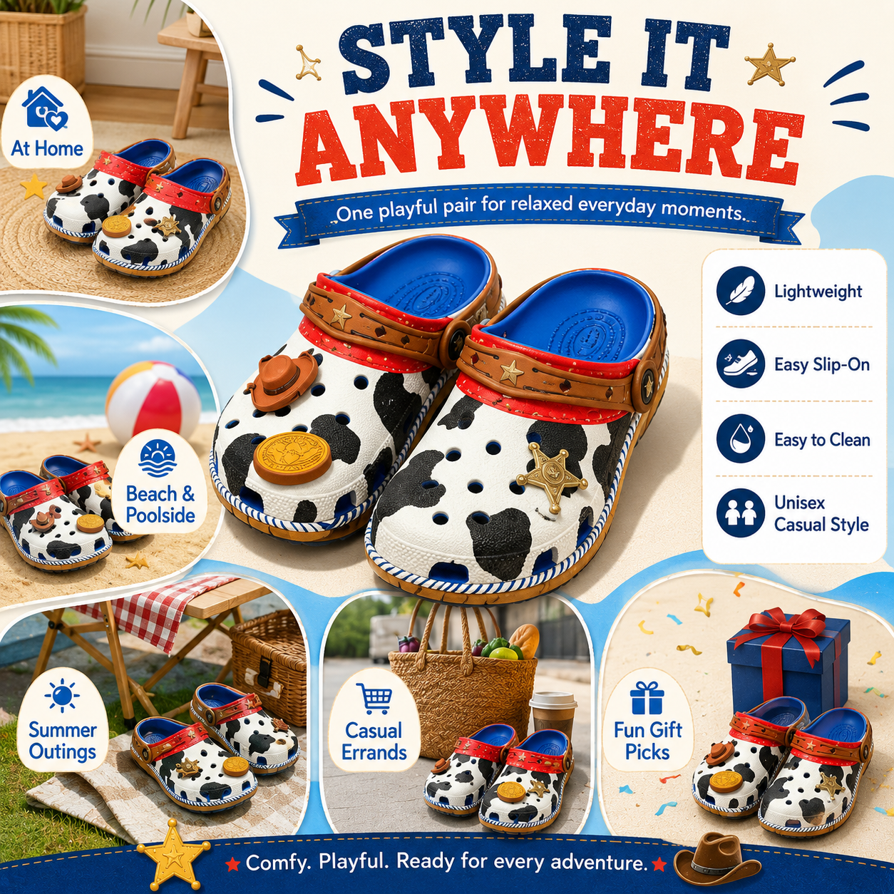 Western Cowboy-Inspired Classic Clogs