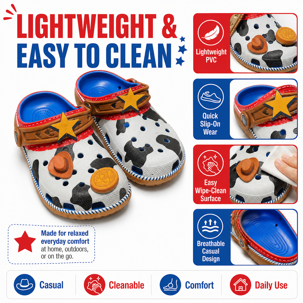 Western Cowboy-Inspired Classic Clogs