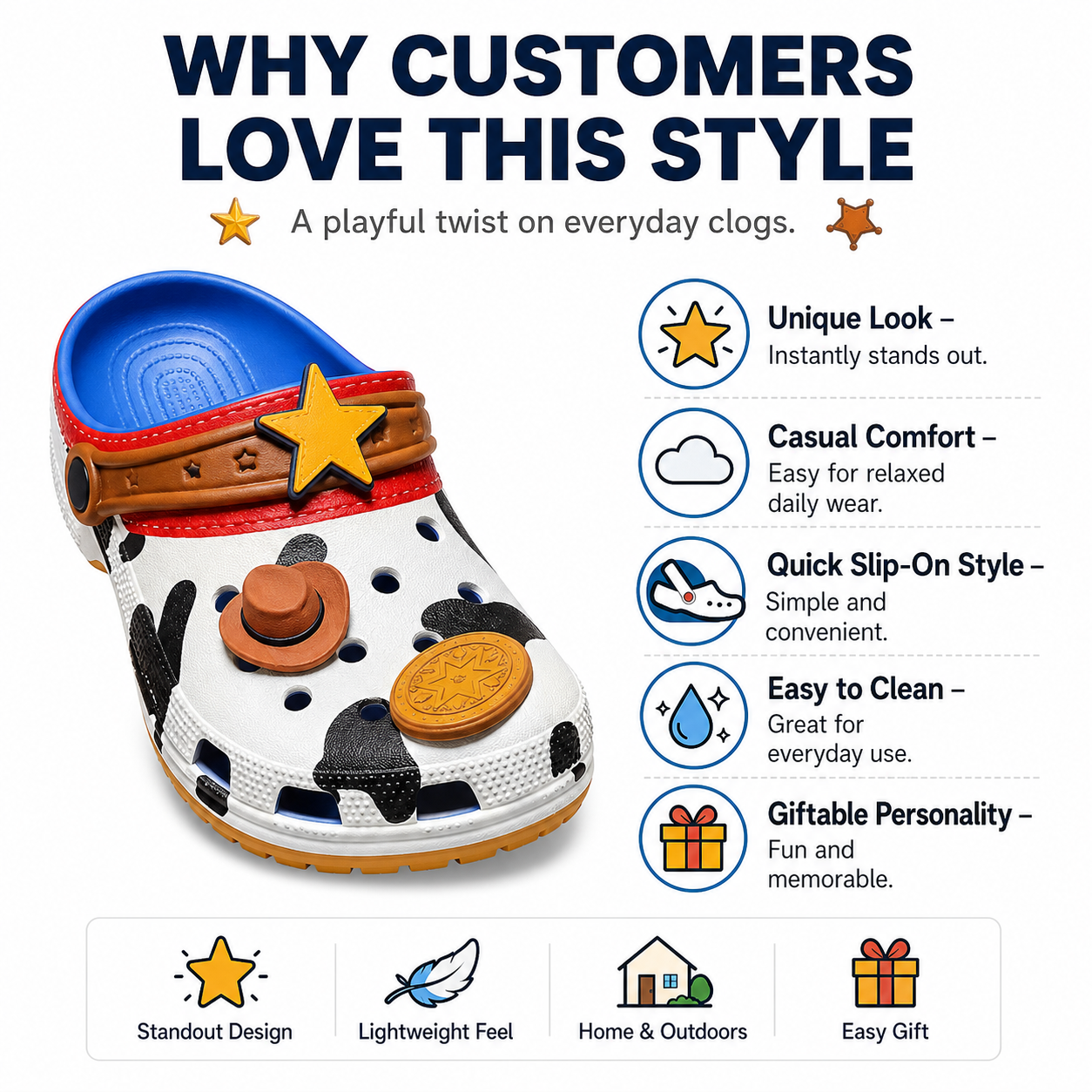 Western Cowboy-Inspired Classic Clogs