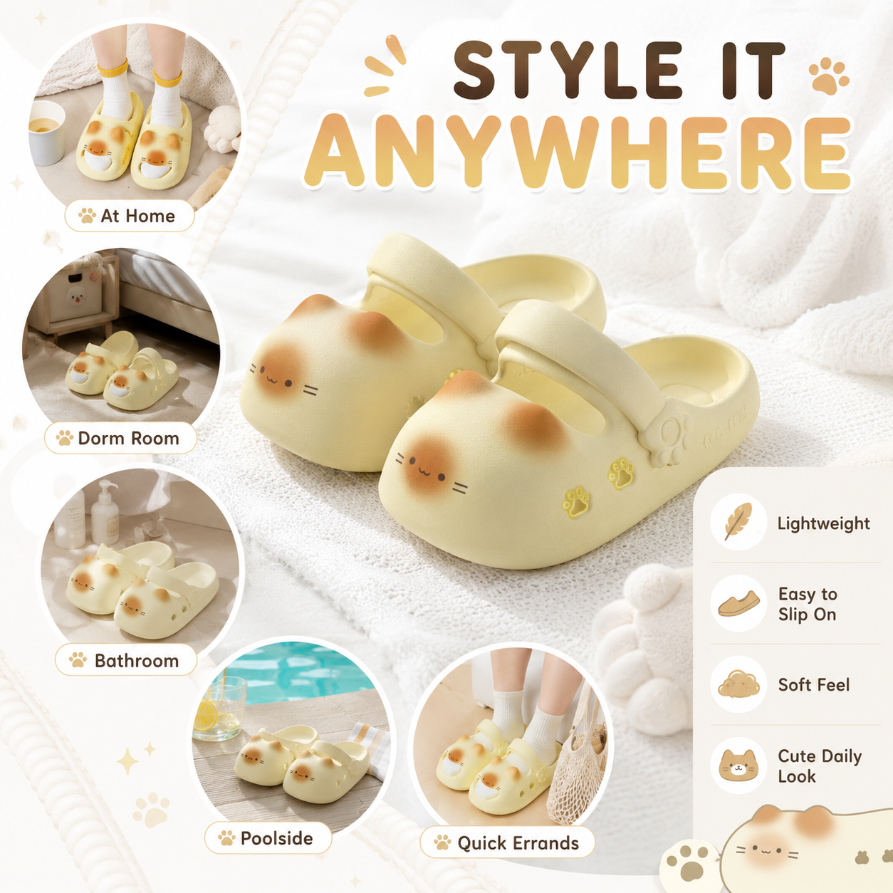 Cute Cat Paw EVA Slide Slippers