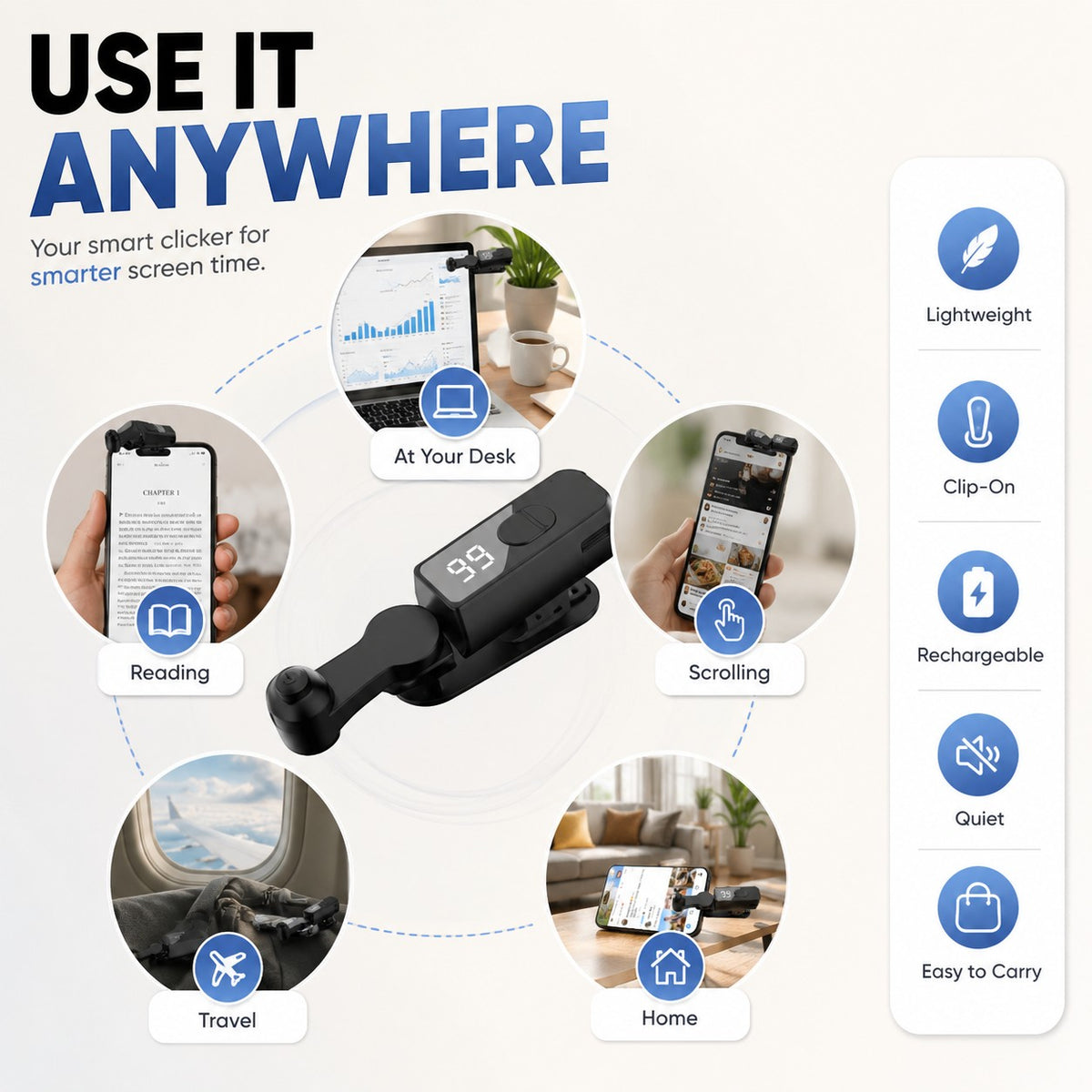Adjustable Auto Screen Clicker for Smartphones