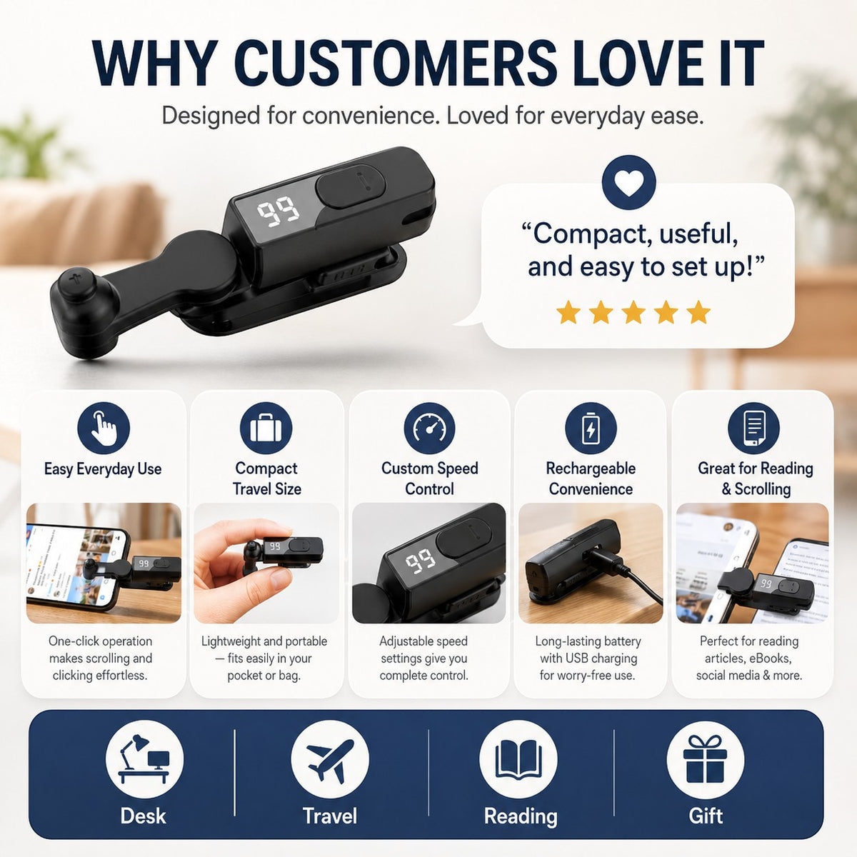 Adjustable Auto Screen Clicker for Smartphones