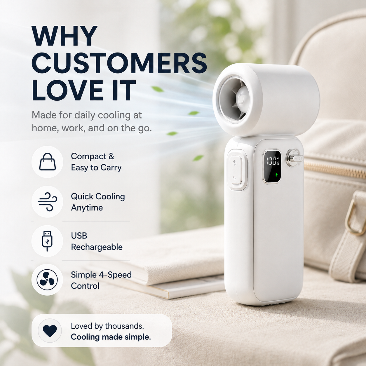 Rechargeable High-Speed Turbo Fan