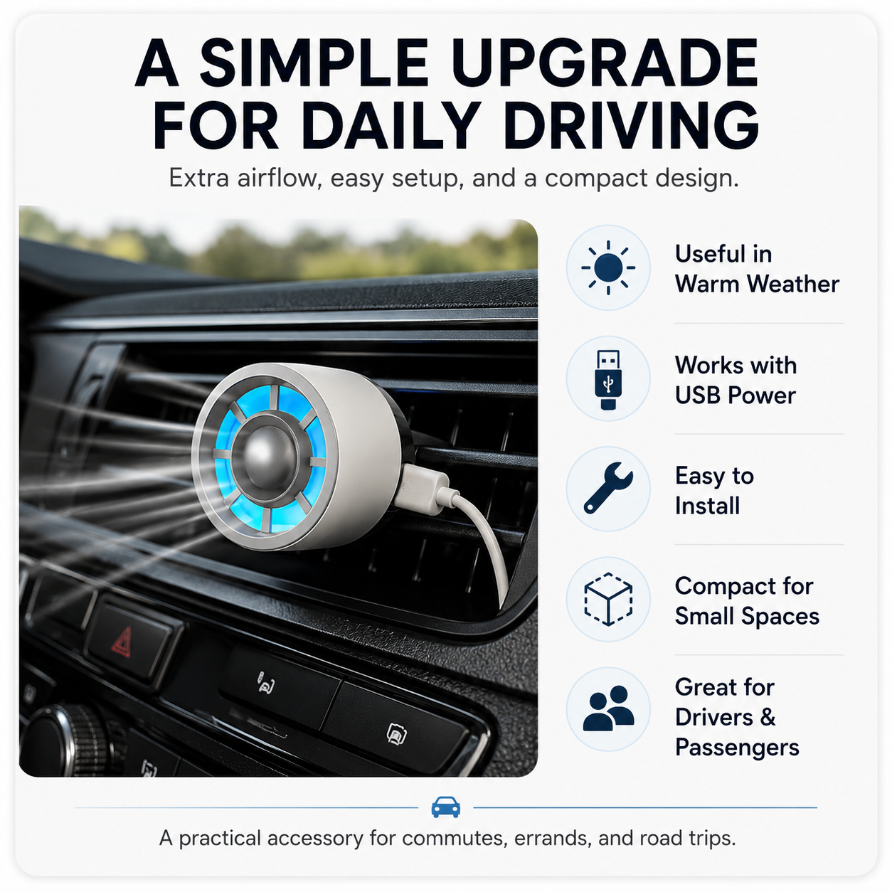 USB Car Air Vent Fan