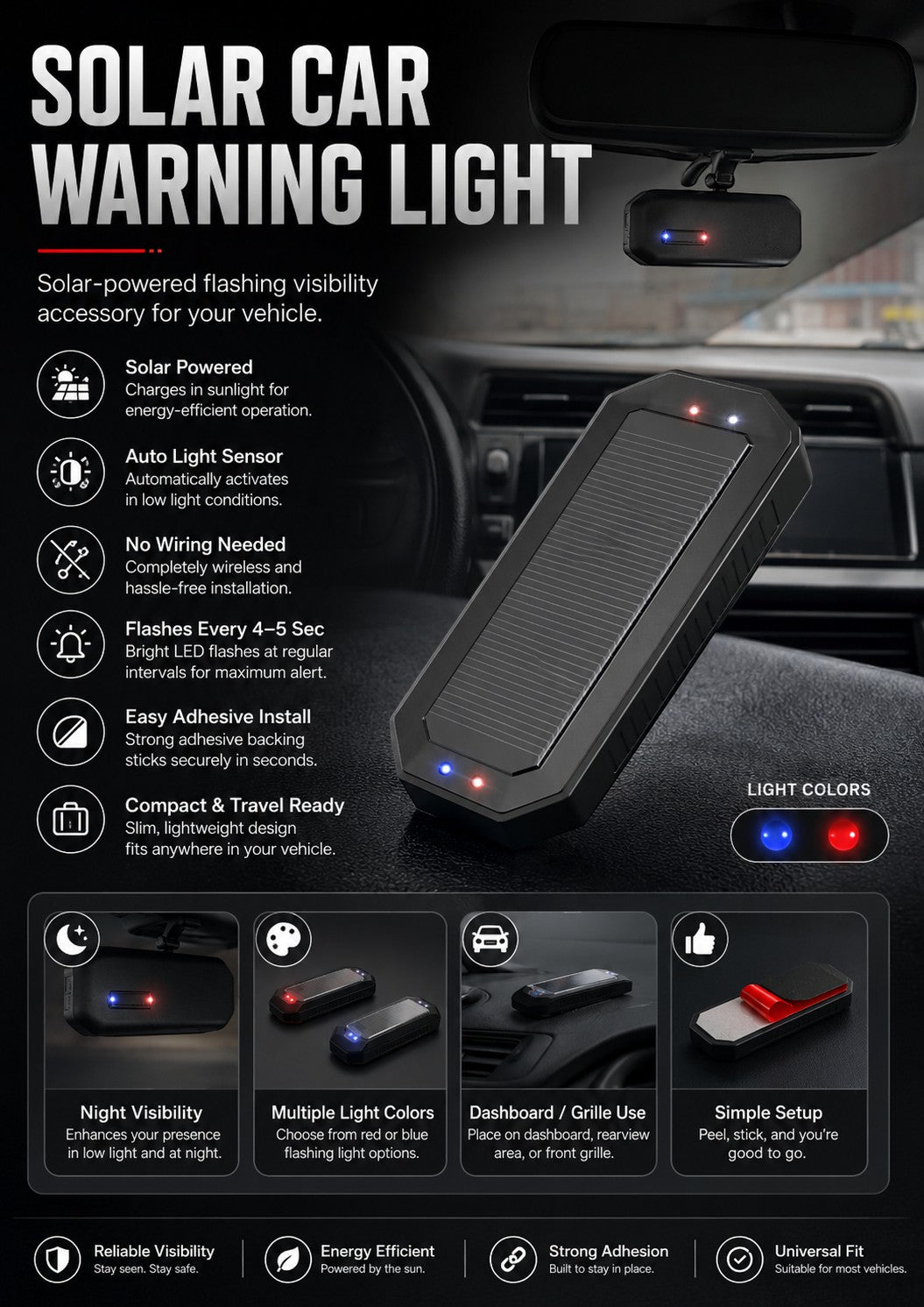 Solar Car Warning Light