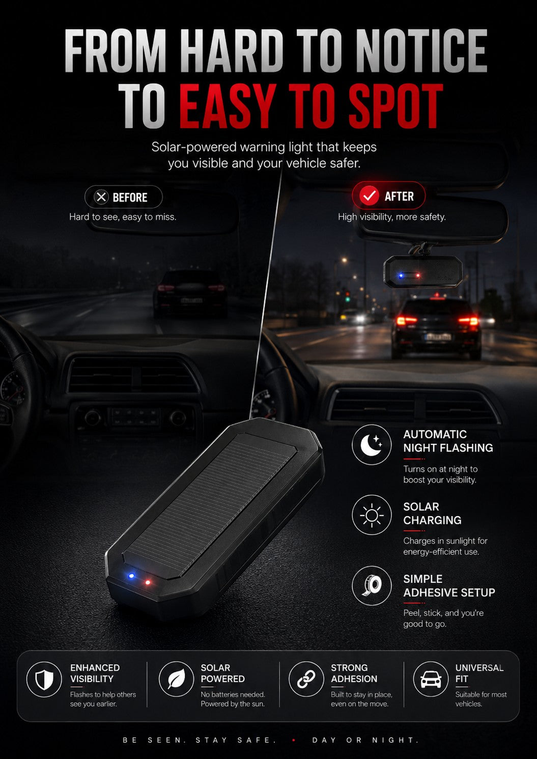 Solar Car Warning Light