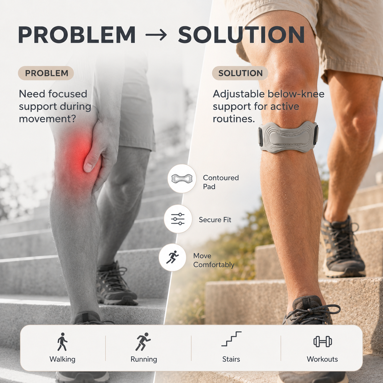 Adjustable Patellar Support Strap