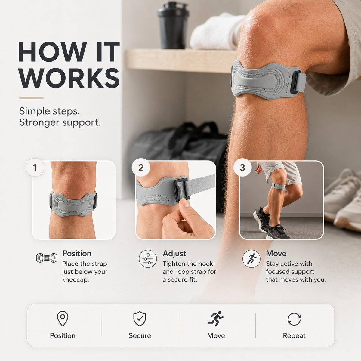 Adjustable Patellar Support Strap