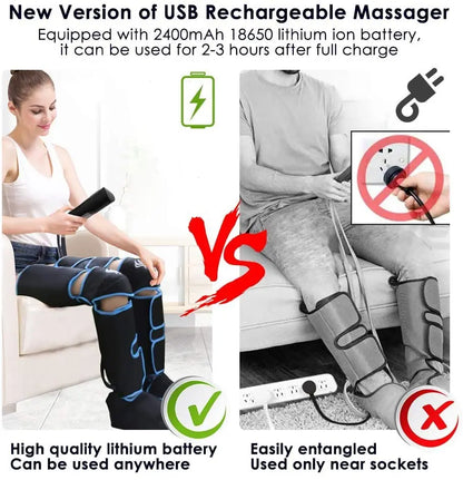 Cordless Heated Leg Massager – Full-Leg Compression with Knee Heat Therapy
