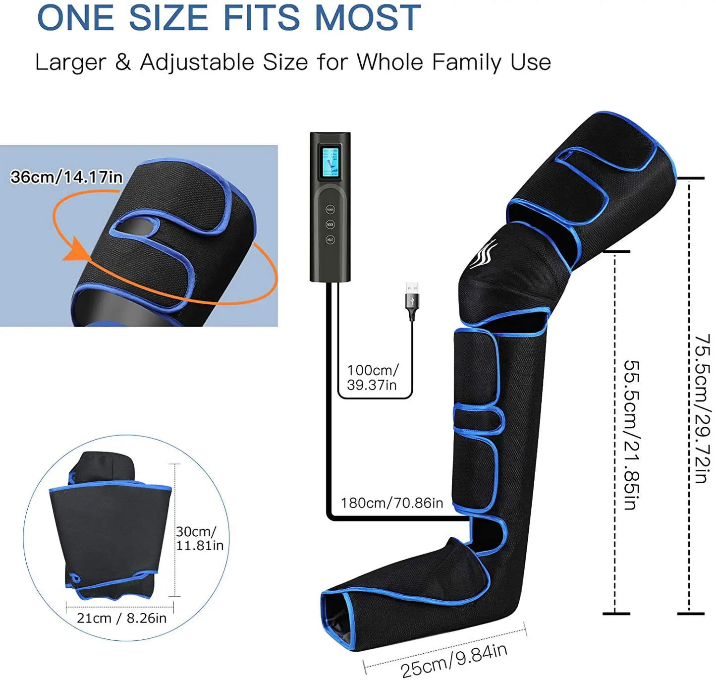 Cordless Heated Leg Massager – Full-Leg Compression with Knee Heat Therapy