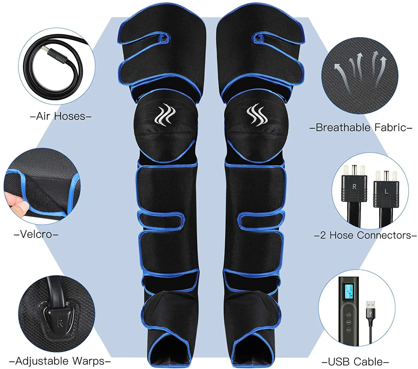 Cordless Heated Leg Massager – Full-Leg Compression with Knee Heat Therapy