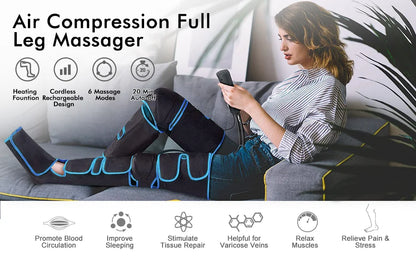 Cordless Heated Leg Massager – Full-Leg Compression with Knee Heat Therapy