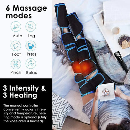 Cordless Heated Leg Massager – Full-Leg Compression with Knee Heat Therapy