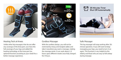 Cordless Heated Leg Massager – Full-Leg Compression with Knee Heat Therapy