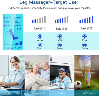Cordless Heated Leg Massager – Full-Leg Compression with Knee Heat Therapy