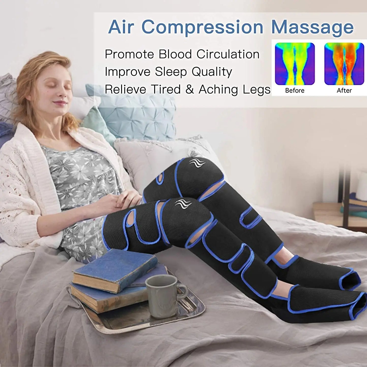 Cordless Heated Leg Massager – Full-Leg Compression with Knee Heat Therapy