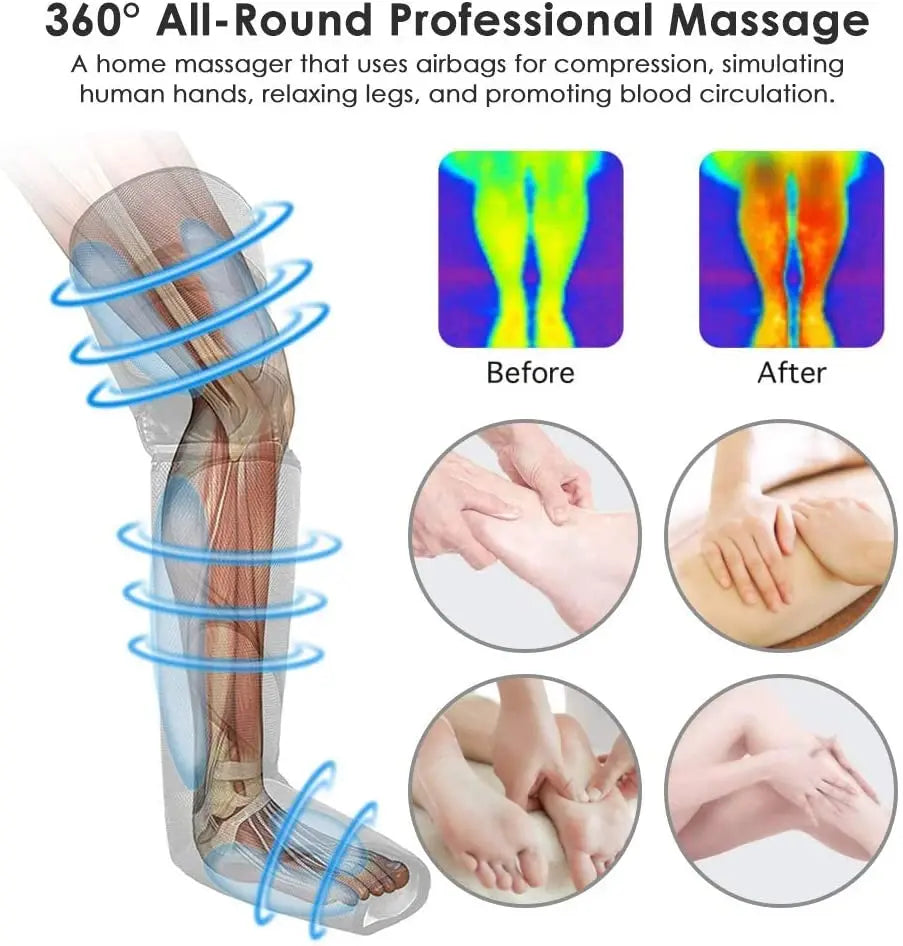 Cordless Heated Leg Massager – Full-Leg Compression with Knee Heat Therapy