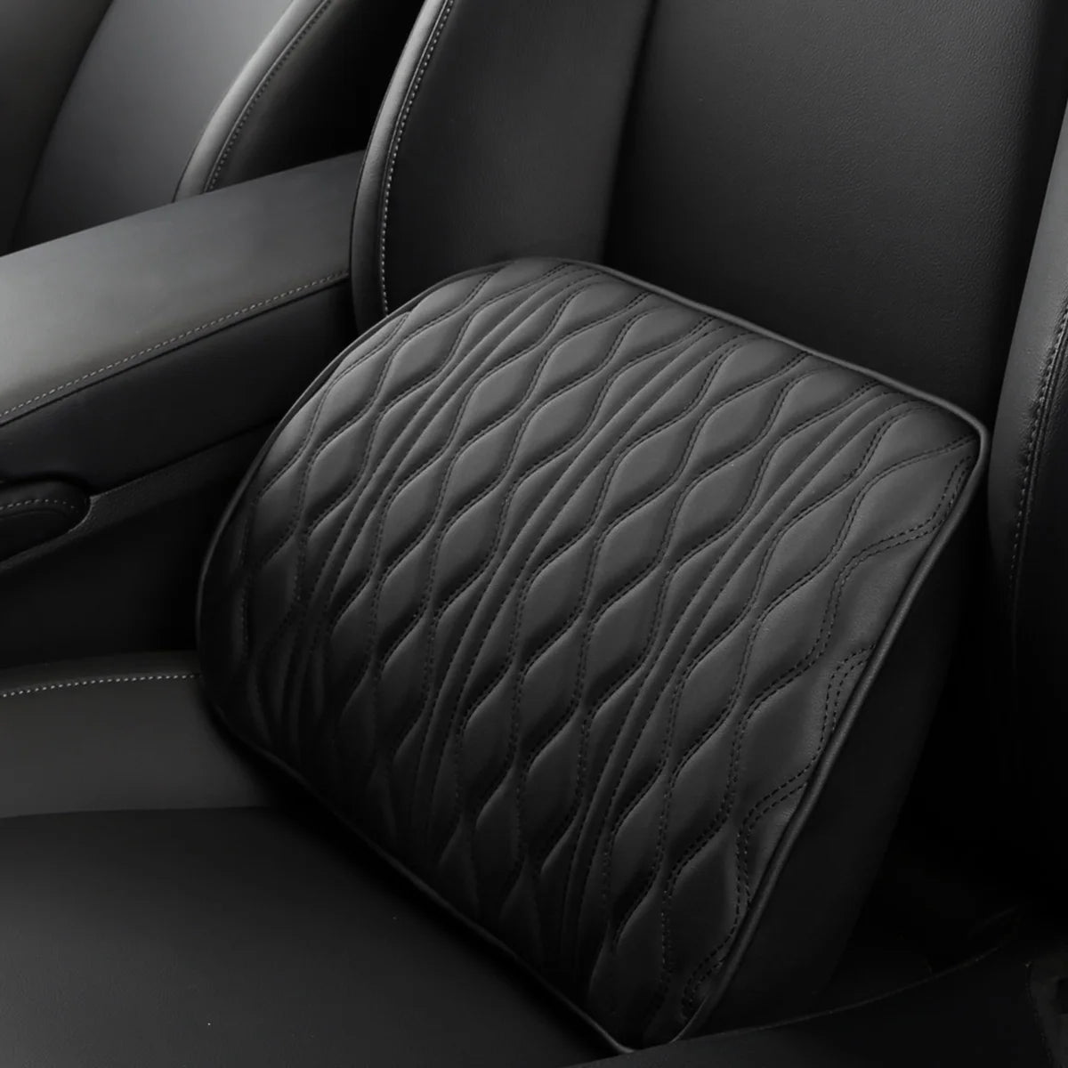 Car Neck Pillow Leather Lumbar Waist Support