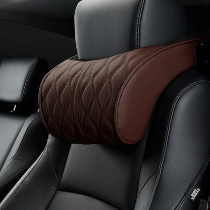 Car Neck Pillow Leather Lumbar Waist Support
