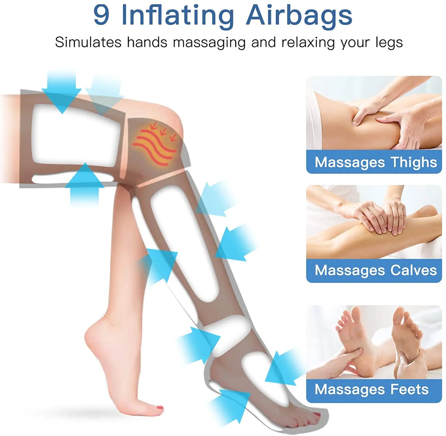 Cordless Heated Leg Massager – Full-Leg Compression with Knee Heat Therapy