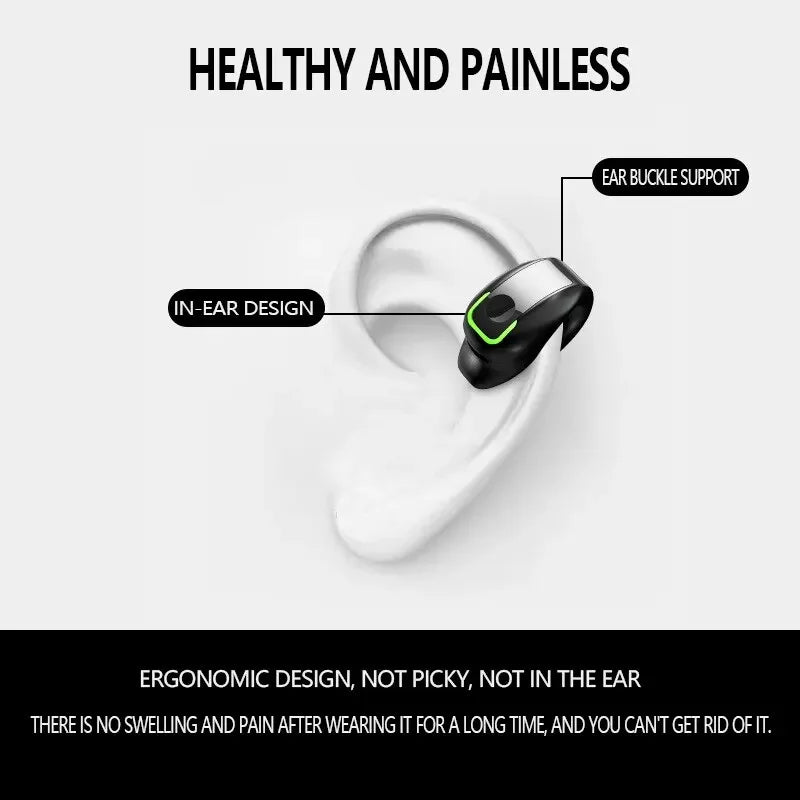 Open-Ear Clip-On Bluetooth Earphone – Lightweight, Low Latency