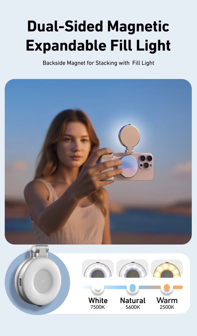 Magnetic Smartphone Camera Grip with Bluetooth Remote & Fill Light