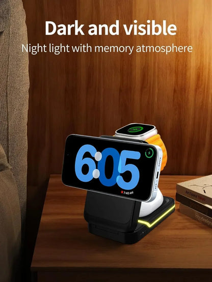 3-in-1 Magnetic Wireless Charger – For iPhone, Apple Watch & Earbuds