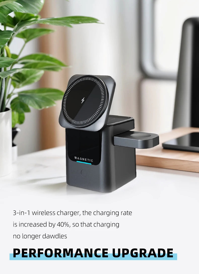 3-in-1 Wireless Charging Station – Foldable Magnetic Charging Stand