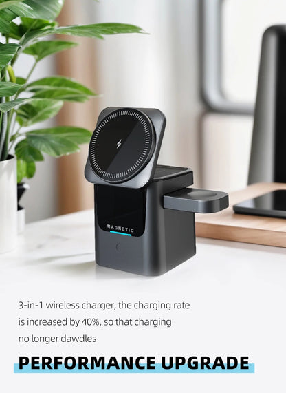 3-in-1 Wireless Charging Station – Foldable Magnetic Charging Stand