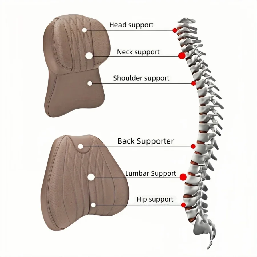 Car Lumbar Back Support Headrest Neck Pillow Memory Foam Lumbar Pillow Universal Soft Neck Pillows Cushion Car Supplies