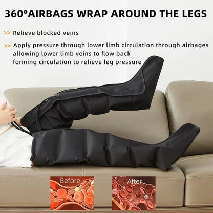 Air Pressure Leg Massager Foot Massage Boots Kneading Squeeze Deep Relaxation Calf With Remote Control
