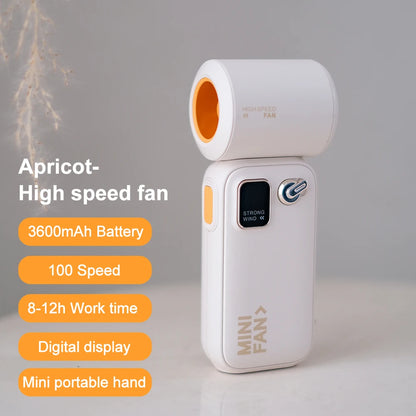 High-Speed Handheld Fan – 100-Level Cooling with Digital Display