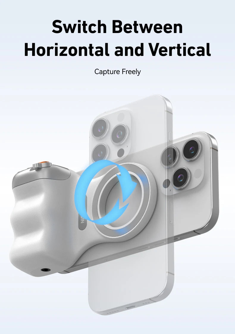 Magnetic Smartphone Camera Grip with Bluetooth Remote & Fill Light