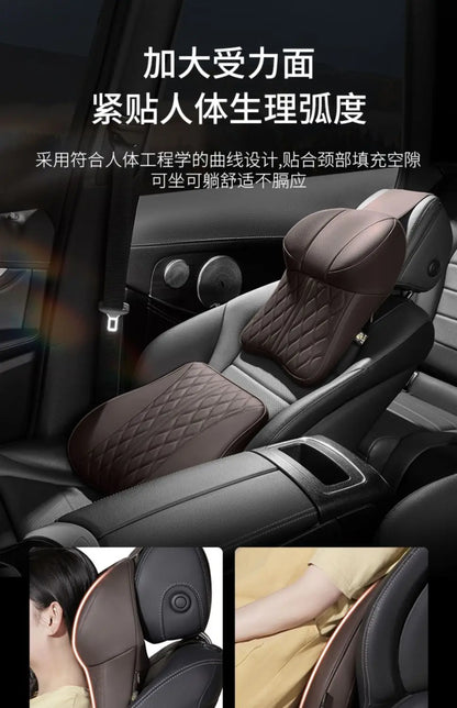 Car Headrest & Lumbar Support Pillow – Memory Foam Comfort for Driving